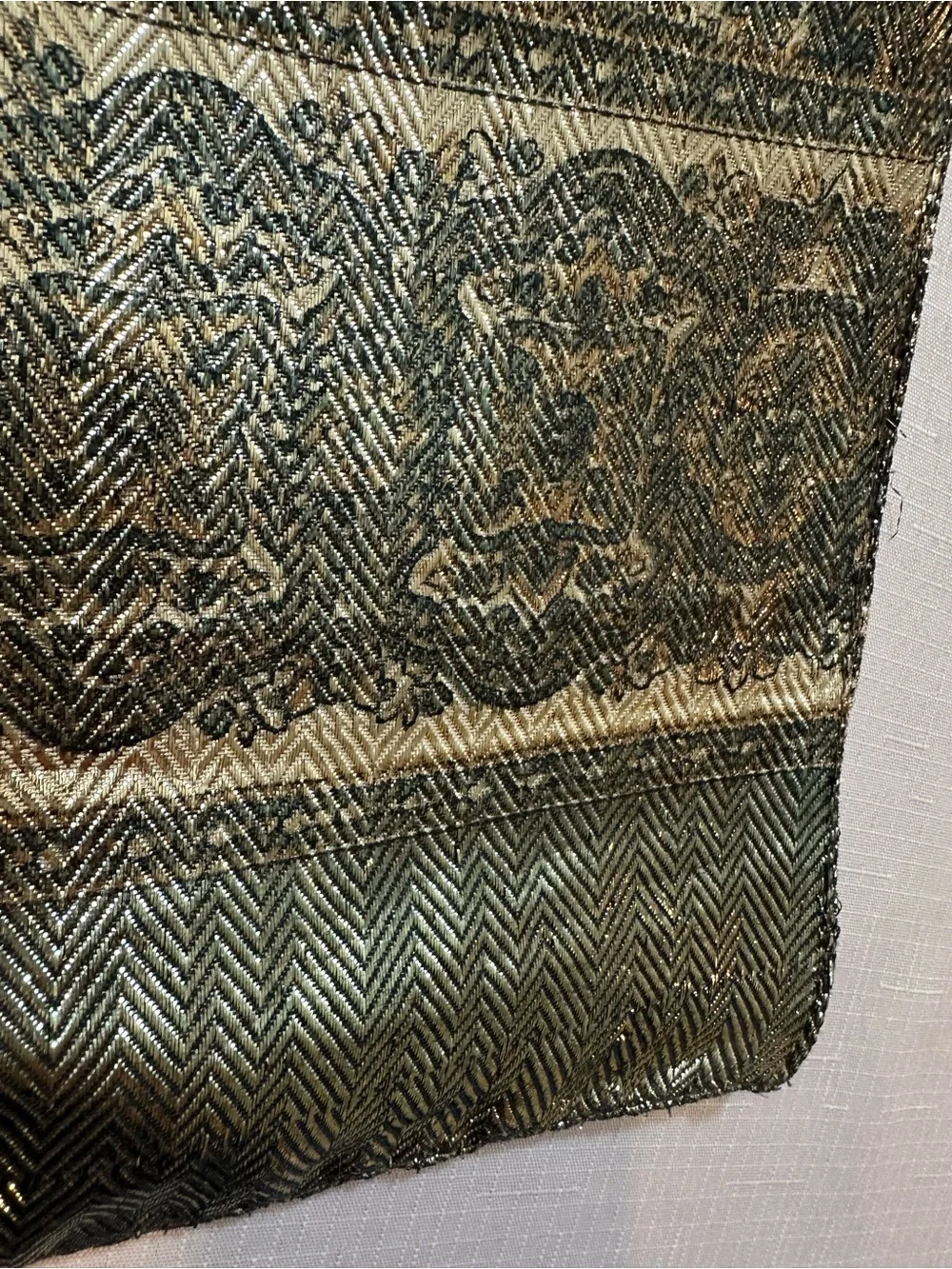 Vintage Amanda Smith Metallic Gold Green Italian Scarf Wrap 58”